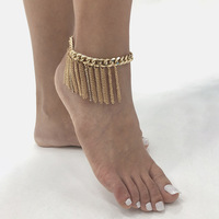 Strass cristallo catena a maglie nappa braccialetto cavigliera donna Color oro cavigliere a piedi sandali a piedi nudi gioielli