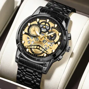 Reloj deportivo de lujo para hombre de marca superior 2024, resistente al agua de cuarzo personalizado, nuevo estilo, relojes de acero inoxidable hechos en negocios