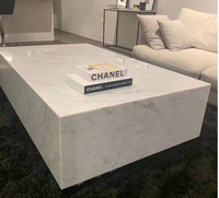 Table basse moderne en MDF avec plateau en marbre blanc, table en bois d'ingénierie durable pour salon, hôtel et salle à manger