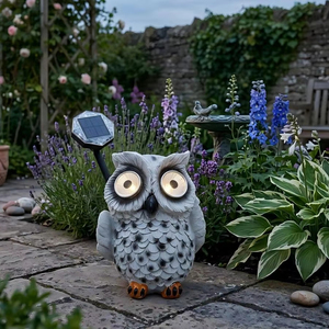 Estatua <span class=keywords><strong>de</strong></span> Búho <span class=keywords><strong>de</strong></span> Resina Impermeable con Luz Solar para Exteriores, Escultura Decorativa <span class=keywords><strong>de</strong></span> Animal para Jardín, Porche, Balcón - Product Image 1