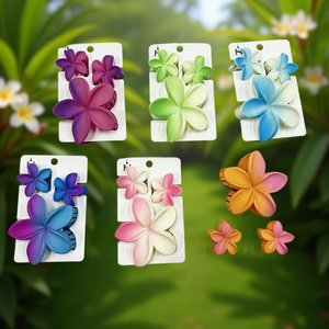 Set di Tre Mollette per Capelli Frangipani Sfumate Bicolore Effetto Ghiaccio - Product Image 3