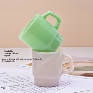 Tasse à thé en verre opaque couleur jade, tasse à café en verre borosilicate <span class=keywords><strong>de</strong></span> haute qualité avec poignée - Product Image 2