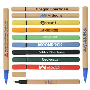 Go green pena kerajinan kertas daur ulang ramah lingkungan kerajinan logo kustom pulpen dengan tinta pena bola hitam atau biru