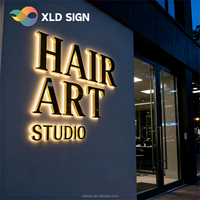 Signalétique personnalisée intérieure et extérieure, enseigne de salon de coiffure, enseigne en métal doré, enseigne rétroéclairée pour entreprise