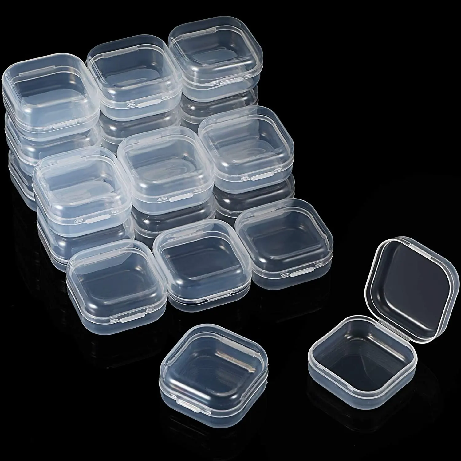 Square Empty Plastic Clear Accessories Storage Jewelry Boxes with Lid Earplug Packaging Container Custom Recyclable