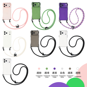 <span class=keywords><strong>Coque</strong></span> de téléphone minimaliste en TPU couleur unie antichoc <span class=keywords><strong>avec</strong></span> sangle bandoulière à quatre coins pour <span class=keywords><strong>iPhone</strong></span> 17 Pro Max 16 15 14 - Product Image 6