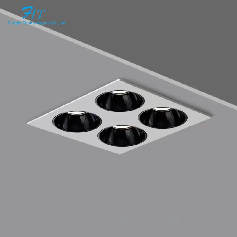 Commercial Dimmable Adjustable High Lumen Four Heads Led Grille Anti-Dazzle Downlight Regulable