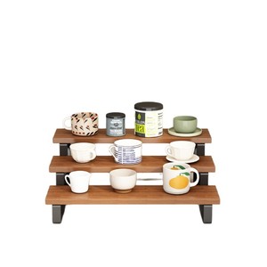 Wooden Three Layer Display Shelf Natural Wood Color Bathroom Storage Organizer Tiered Rack For Perfume And Cosmetics - Product Image 5