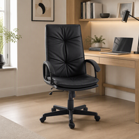 Chaise de bureau exécutive moderne et minimaliste en cuir PU, ergonomique, réglable en hauteur, pivotante, avec dossier haut doublement rembourré, pour la maison