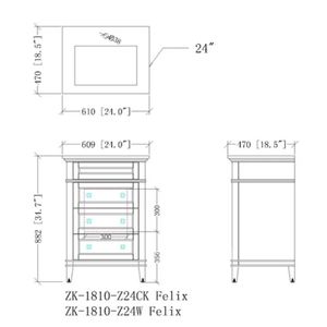 Meja rias kamar mandi berdiri lantai Unit kecil putih gaya klasik Modern dengan satu buah baskom keramik kabinet 24 inci untuk kamar mandi - Product Image 2