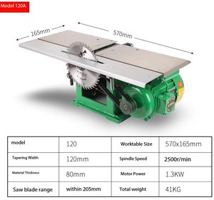 Plaina de Mesa Multifuncional para Marcenaria, Serra de Mesa Pequena e Furadeira de Bancada Três em Um – Máquina de Cortar e Plainar Elétrica 2.2Kw - Product Image 3