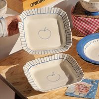 Assiette carrée en céramique Apple Dish, haut de gamme, sous-glaçurée, moderne, durable, faite à la main, plateau de service pour les fêtes