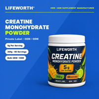 LIFEWORTH Creatine Monohydrate Bubuk 5G Per Sajian 300G Nutrisi Olahraga Pendukung Pembentukan Otot & Energi Label Pribadi ODM