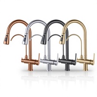 Robinet de cuisine en acier inoxydable brossé 304 à montage sur plan, eau chaude/froide, avec douchette extractible et cartouche céramique pour le lavage des légumes