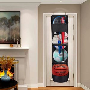 ถุงเก็บของแบบแขวนสำหรับใส่ลูกบอล ผ้าอ็อกซ์ฟอร์ด ออแกไนเซอร์สำหรับประตู ที่เก็บอุปกรณ์กีฬา สีดำ MZSNSQ-200 - Product Image 1