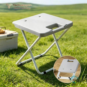 <b>Foldable</b> Outdoor <b>Table</b> Plastic Rectangular Minimalist Design Aluminum Frame Portable Lightweight Gray Color - Product Image 6