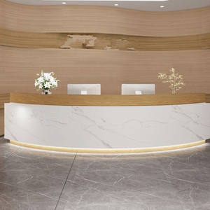 Comptoir de bar en bois en forme d'arc créatif pour hôtel et réception scolaire, design moderne, forme personnalisable - Product Image 4