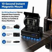 Caméra de recul magnétique avec batterie externe rechargeable 12V DC 9600mAh Li-ion, base à vis 1/4, moniteur sans fil pour camion, étanche