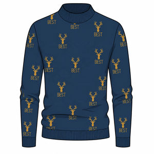 <span class=keywords><strong>Pull</strong></span> court à col rond pour homme, nouvelle collection <span class=keywords><strong>de</strong></span> Noël, imprimé élan, manches longues, tendance - Product Image 4