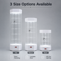 Vitrines rotatives en acrylique transparent avec porte verrouillable et étagères multi-niveaux pour centre commercial et présentoir de vente au détail