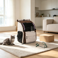 Sac à dos de transport pour animaux de compagnie avec fermeture éclair, en nylon léger, pour chat et chien, structure de soutien en forme de L, base robuste, ouverture frontale complète