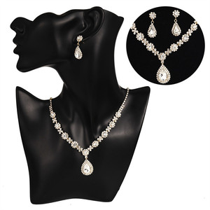 Juego de Joyería Nupcial de Lujo con Aleación y Diamantes de Imitación, 2 Piezas (Collar y <span class=keywords><strong>Pendientes</strong></span>) / 3 Piezas (Tiara y Corona) para Boda, Concurso o Fiesta de Noche - Product Image 4