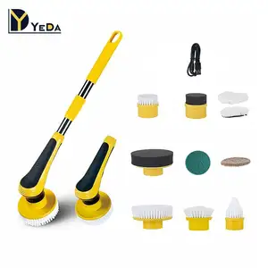 Cordless electric cleaning brush for bathroom cylindrical brush floor scrubber machine brush