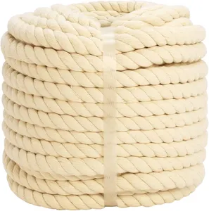 Corde ronde en coton torsadé 100 cordon en coton macramé en vrac naturel 2 - 10 mm pour macramé