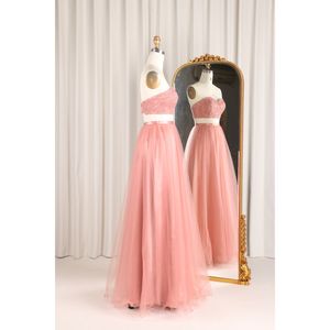 Robe de soirée en tulle <span class=keywords><strong>longue</strong></span> au sol avec chérie moderne <span class=keywords><strong>jupe</strong></span> de soirée élégante <span class=keywords><strong>et</strong></span> décontractée <span class=keywords><strong>ensemble</strong></span> de deux pièces ligne rose douce princesse illimitée - Product Image 2