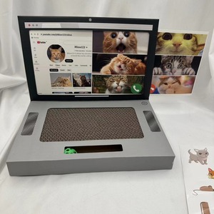 Rascador para gatos con forma de computadora, cuaderno plegable creativo, cartón corrugado de alta calidad, resistente a los arañazos y - Product Image 1
