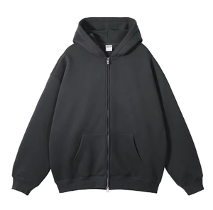 Livraison directe vente personnalisée sweat-shirt à fermeture éclair en polaire couleur frite sweat à capuche de couleur unie délavée pour hommes sweat à capuche zippé personnalisé - Product Image 4