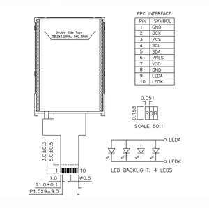 Módulo de Pantalla LCD TFT de 2.4 Pulgadas, 240x320, Interfaz SPI, Modo de Pantalla TN, Brillo de 200 Nits, Amplio Rango de Temperatura, Grado Industrial - Product Image 5