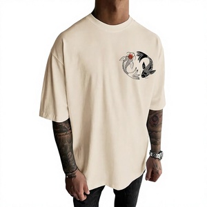 Men's Plus Size T-<b>Shirt</b> With Koi <b>Fish</b> Print Back Design Casual Short Sleeve O-Neck 100% Cotton Jersey Fabric - Product Image 3