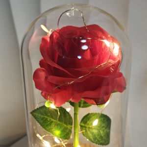 Toptan LED Işıklı Kırmızı Gül Çiçeği Yapay Yuvarlak Gül Cam Fanus İçinde Anneler Günü Düğünleri Ev Dekorasyonu İçin Mükemmel Bir Hediye - Product Image 4