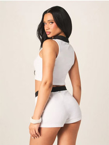 Fasce per capelli sportive KY Femme per donna, top corto senza maniche <span class=keywords><strong>Polo</strong></span> e pantaloncini senza cuciture - Product Image 4