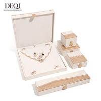 Boîte d'emballage de bijoux de luxe personnalisée DEQI, boîte cadeau en or rose blanc, ensemble d'emballage personnalisé avec logo pour bague, collier, boucles d'oreilles, bracelet