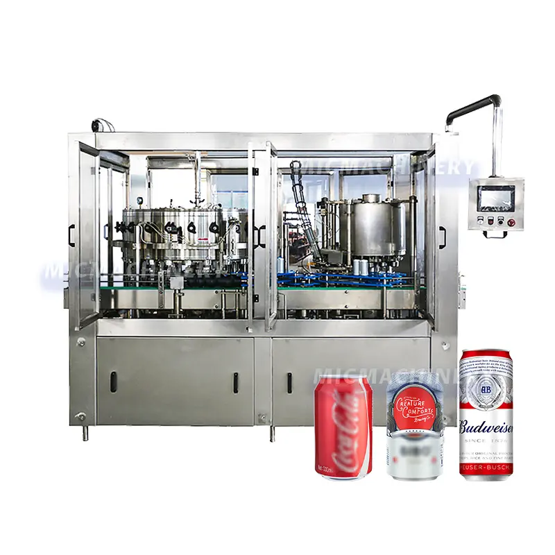 Automatic isobaric beer line energy soft drink canning carbonated beverage aluminum can filling machine