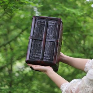 Bamboo Woven Tea <b>Box</b> Large Size Portable <b>Vintage</b> Style Chinese Republic Era Luggage Gift Craft - Product Image 4