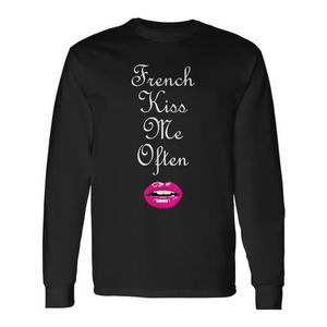 T-shirt à manches longues French Kiss Me pour femme, vêtements décontractés - Product Image 1