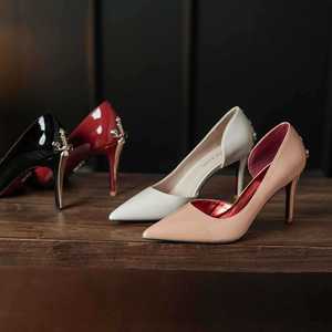 8001-1 Solid Slingback Pumps Pointed Toe Stiletto <b>Heel</b> Super High 8cm <b>Red</b> Sole PU Lining Fashion Trend D'Orsay <b>Heels</b> Buckle - Product Image 2