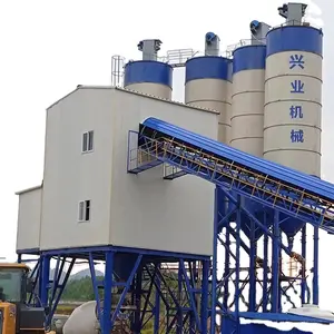 mobile dry HZS75 concrete batching plant cement mixing plant machine with control system