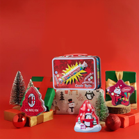 Dongguan Factory Boîte de Noël en fer blanc pour cadeau Paquet de bonbons et de biscuits Boîtes de Noël pour gâteaux Boîte de Noël en forme d'arbre avec fenêtre