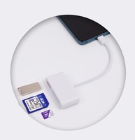 Lecteur de carte USB OTG 3 en 1 Universal Type C OTG TF/SD Card Reader Phone Extension Headers Mic USB C OTG Adapter