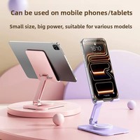 Support de téléphone portable pliable en métal à rotation 360°, support de téléphone portable de bureau mignon, support de téléphone portable réglable pliable pour table, support de tablette