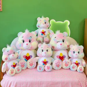 Low Price Wholesale Fluffy Cute Popular Cartoon Stuffed Animals Rainbow Care Teddy Bear Plush Toys For Kids