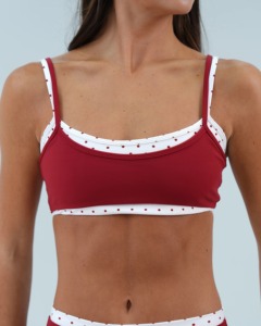 Top Deportivo Clásico con Escote Redondo, Doble Capa, Bloques de Color, Antimicrobiano, Compresión y Soporte, con Ribete de Puntos, Elástico, para Fitness - Product Image 1