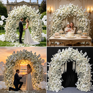 Arco Floral para Boda, Decoración con Rosas Blancas Artificiales, Hecho a Mano, Estilo Clásico, Reutilizable y Reciclable - Product Image 2