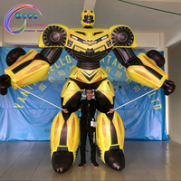 Décoration de parade, marionnette gonflable jaune à pied, costume de robot transformable en voiture