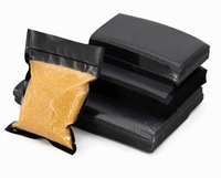 Sacs sous vide noirs gaufrés, pochettes en nylon texturé occultant la lumière pour céréales, épices, aliments secs en vrac, emballage direct usine