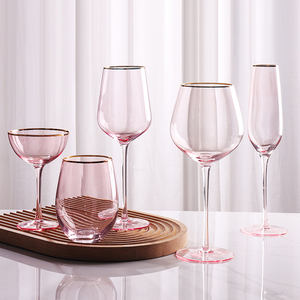 Tasse à eau moderne verres à pied en cristal verres à monture dorée verres à vin en verre <span class=keywords><strong>rose</strong></span> pour fête de mariage - Product Image 3